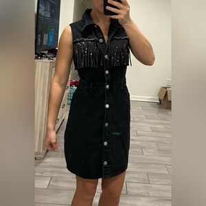 Shein Black Denim Festival/Concert Dress Size Xsmall
